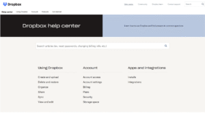 Example of flat homepage structure - Dropbox